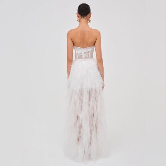 For Love and Lemons Bustier Mini White Dress Lace Strapless Sheer Size XS - Picture 8 of 16